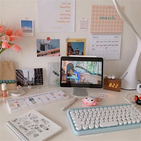 cute office aesthetic|aesthetic desktop ideas.